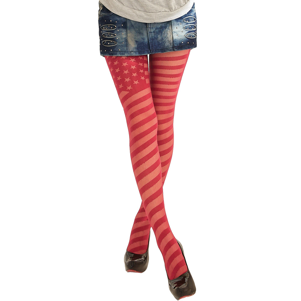 Angelina Sheer Pantyhose with Flag Design (6-Pack), #9418