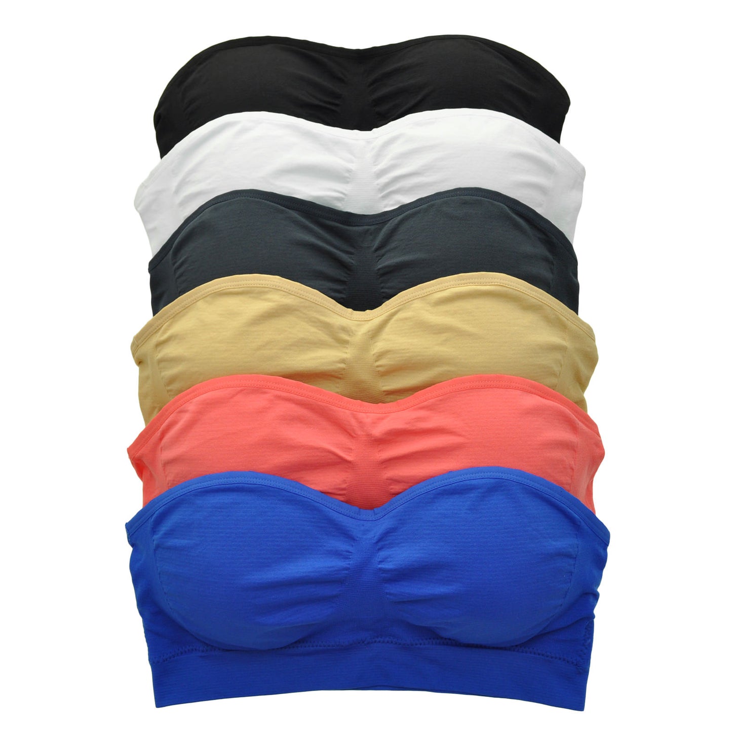 Angelina Women's Seamless Strapless Bandeaus (6-Pack), #SE844