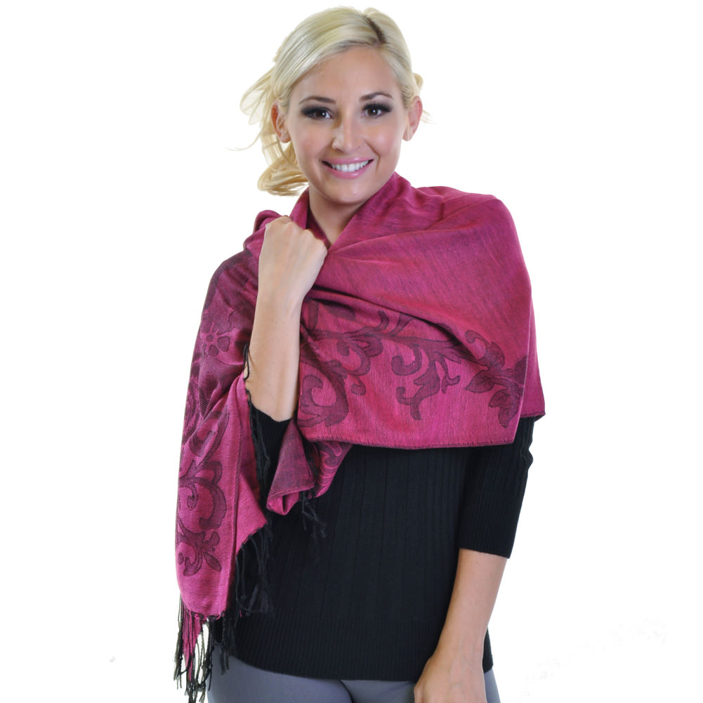 Angelina Pashmina Wild Rosa Light Weight Scarf (12-Pack)