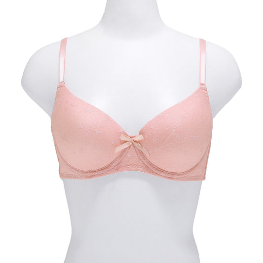 Angelina Wired A-Cup Bras with Embroidered Diamond Design (6-Pack), #B376A