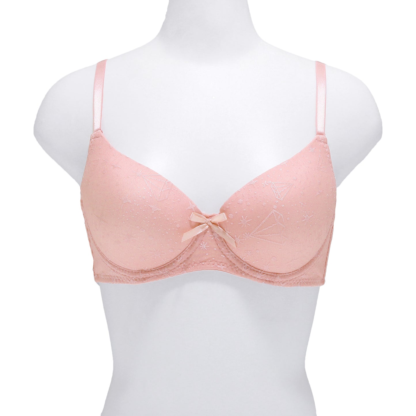Angelina Wired A-Cup Bras with Embroidered Diamond Design (6-Pack), #B376A