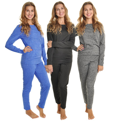 Angelina Womens Marled Fleece Lined Thermal Set (3-Pack), #T7916SET