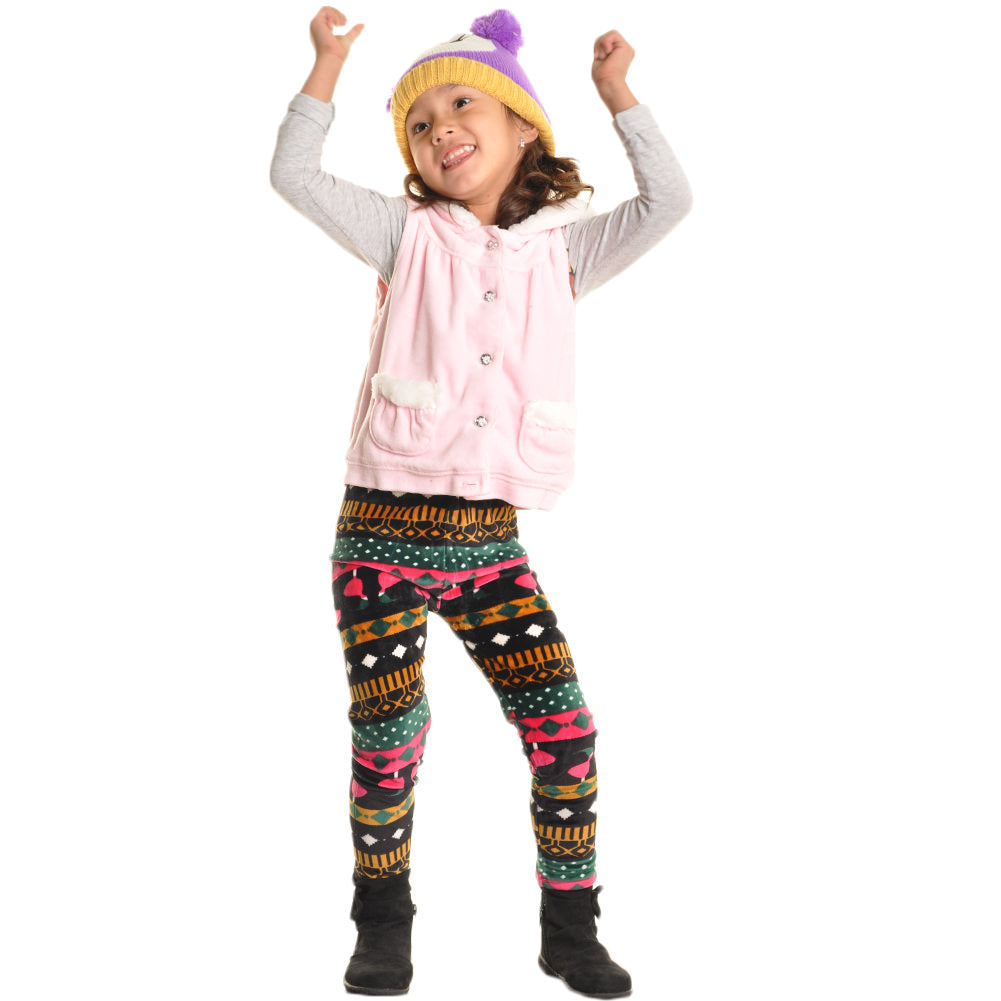 Maria Rosa Girls Plush Winter Leggings in Assorted Designs (6-Pack), #0040