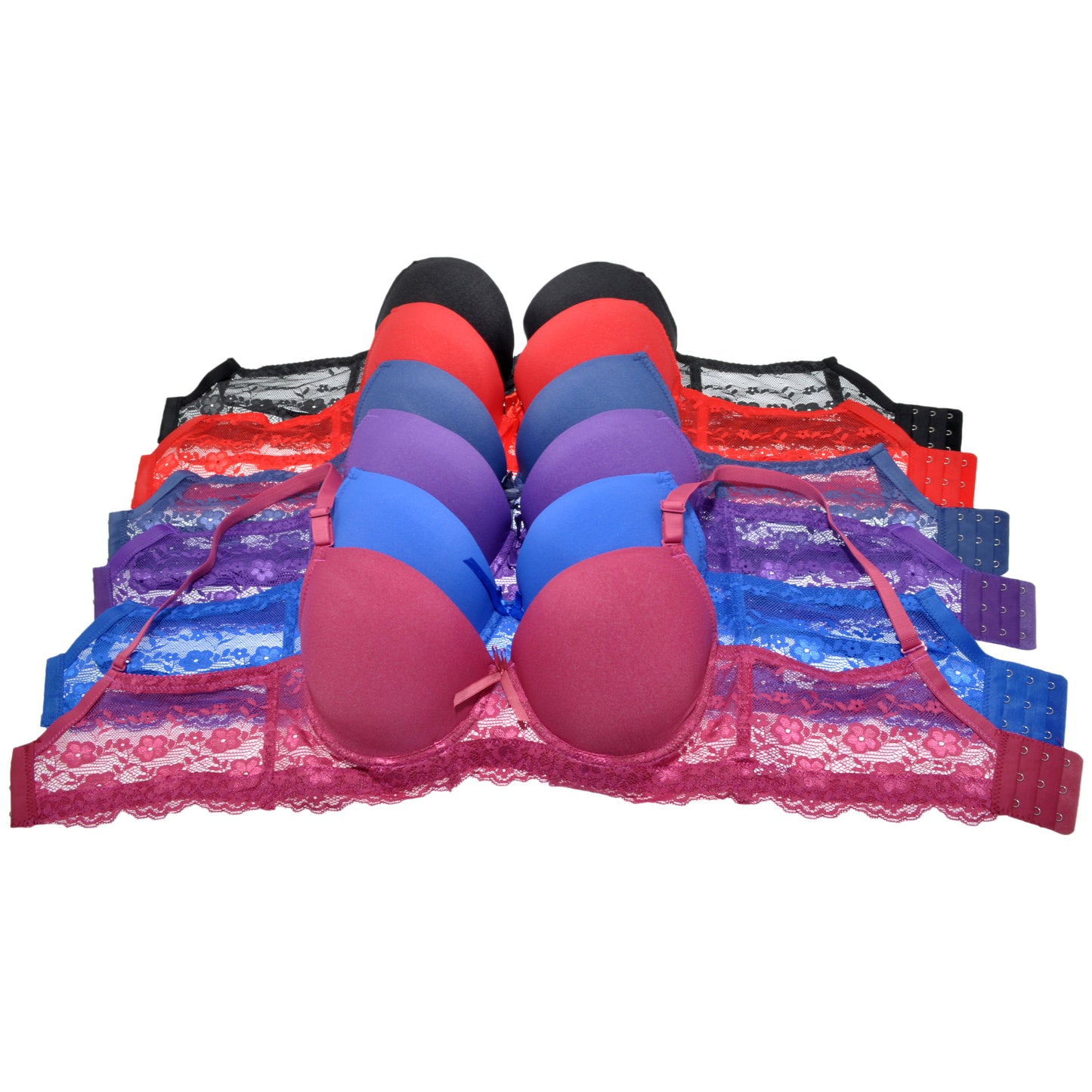 Angelina Wired, Demi Cup Bra with Lace Wings (6-Pack), #B982