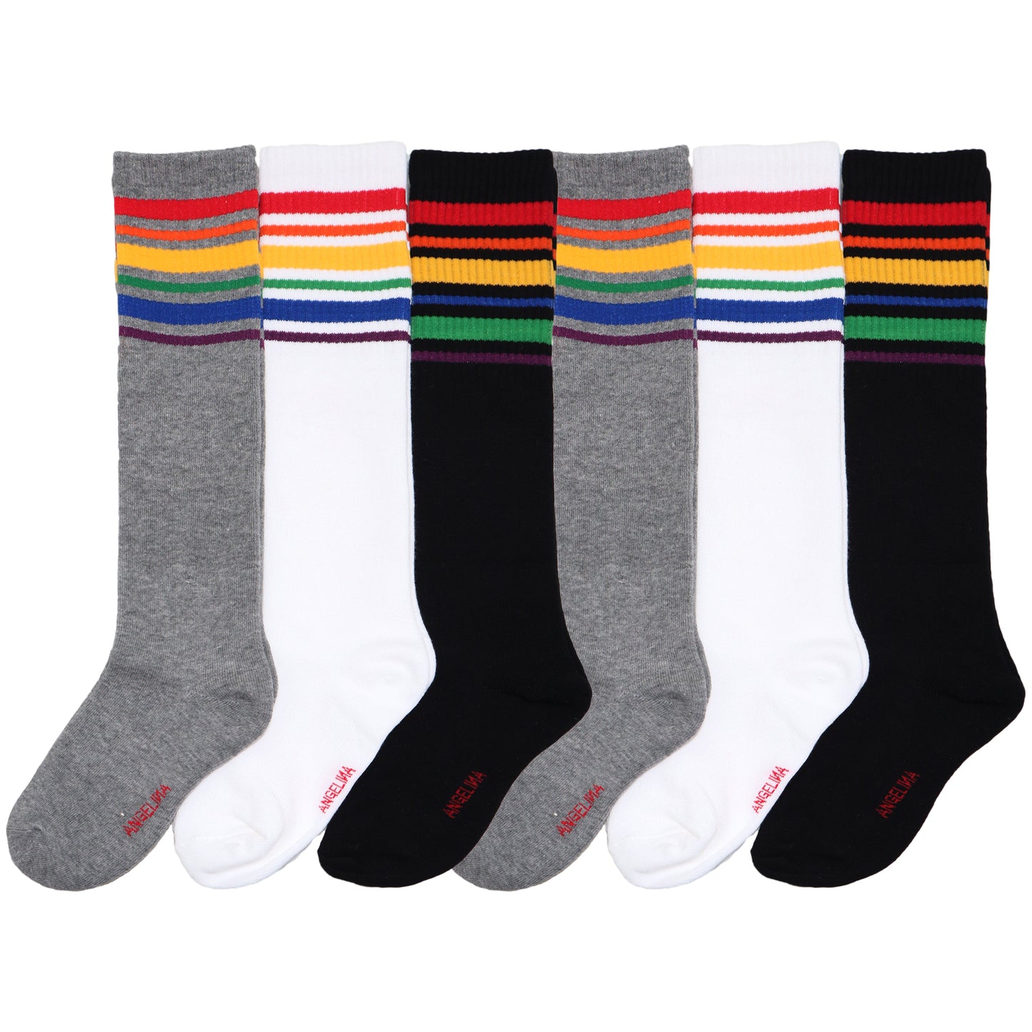 Angelina Rainbow Knee High Socks (6-Pairs), #2570