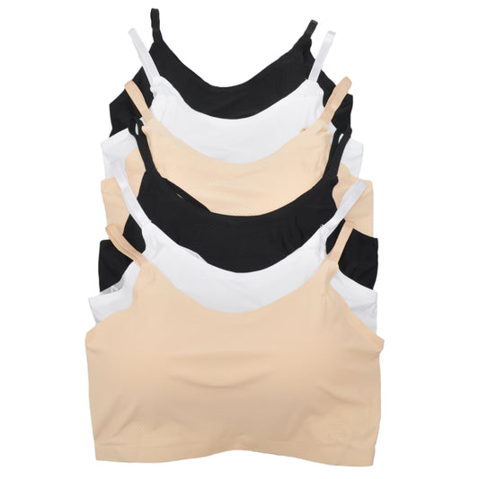 Angelina Wire-free Laser Cut Bralettes with Lace Back Design (6-Pack), #B218