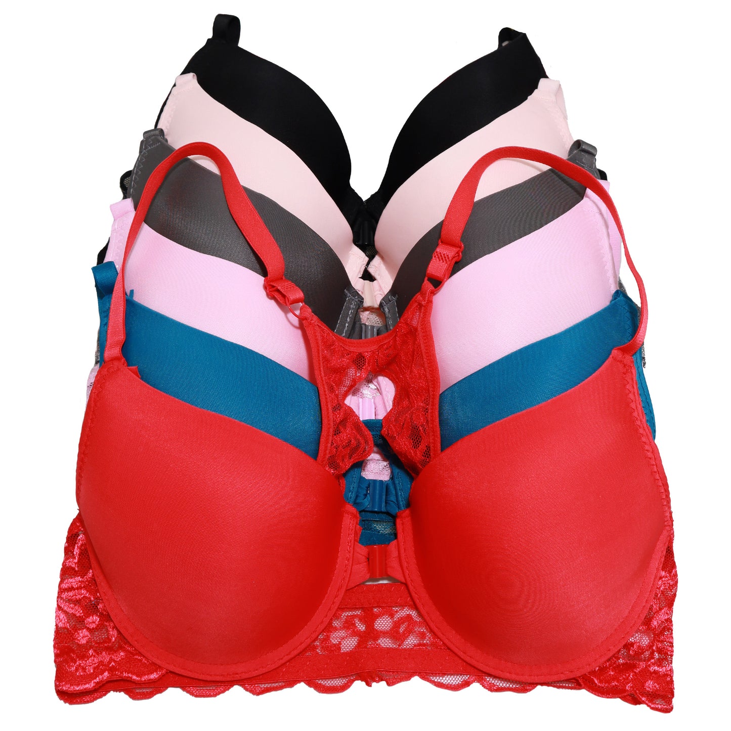 Angelina Wired Racerback Bra with Adjustable Straps (6-Pack), #B384