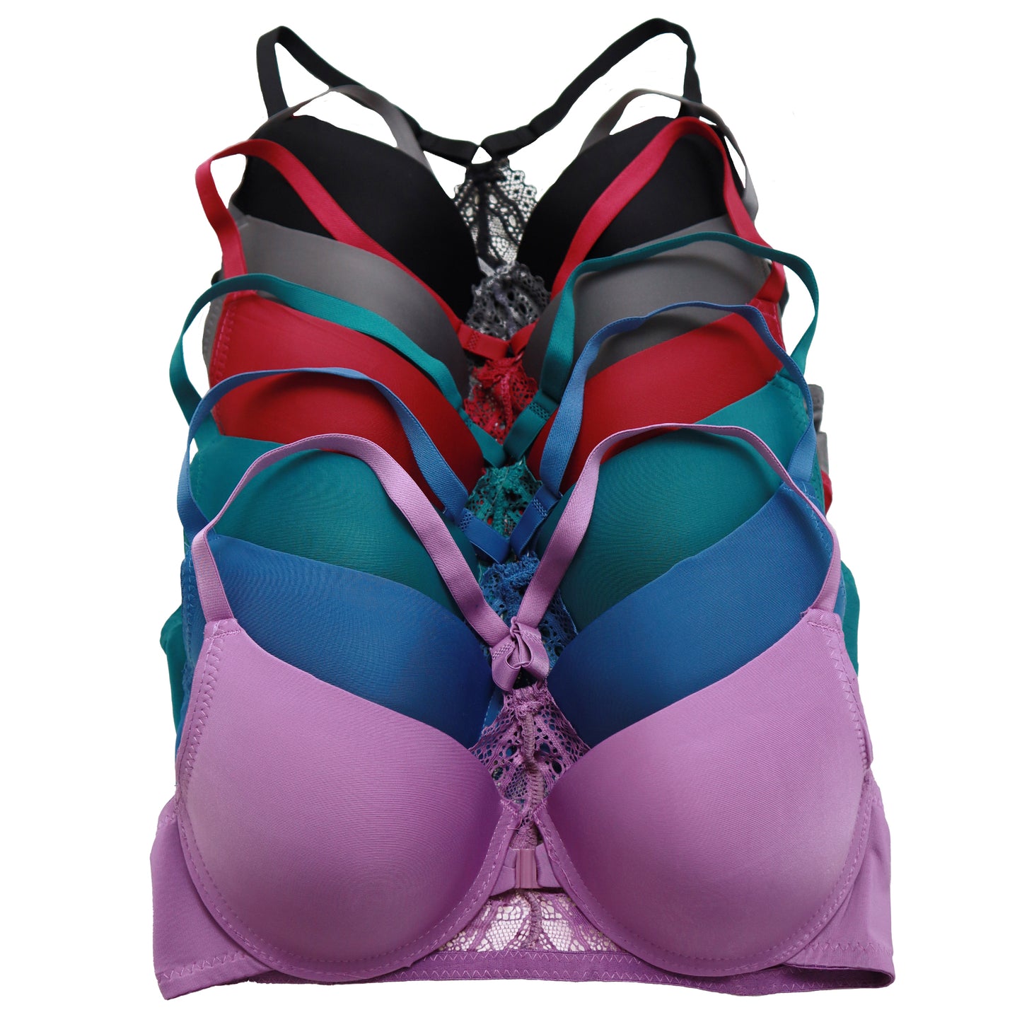 Angelina Wired Racerback Bra with Adjustable Straps (6-Pack), #B385