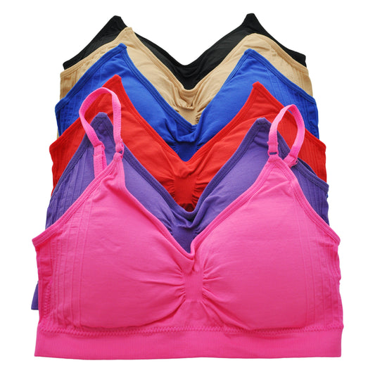 Angelina Seamless Wireless Bralette with Removable Pads (6 Pack), #B6097