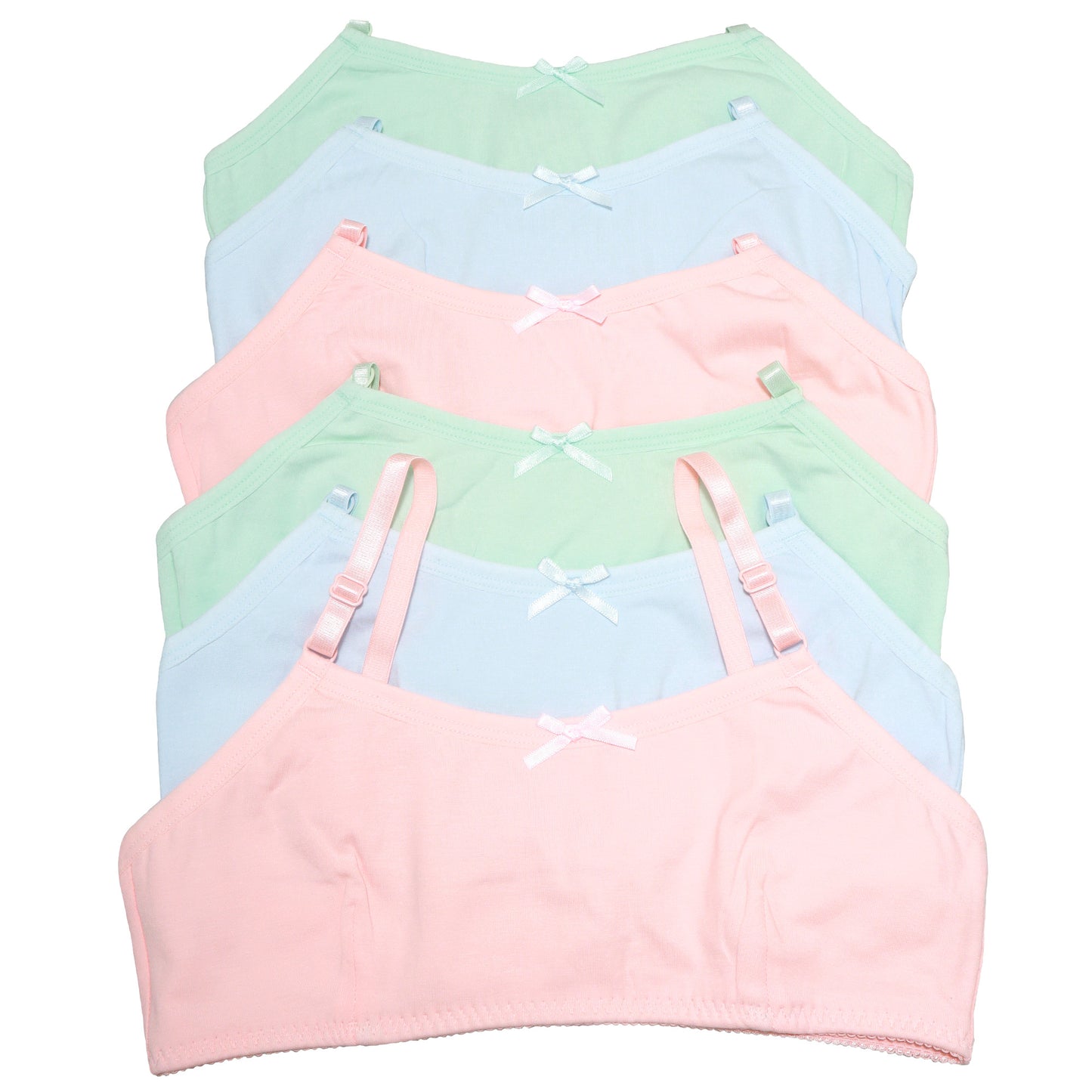Angelina Girl's Wire-free Classic Cotton Training Bra (6-Pack), #B993A