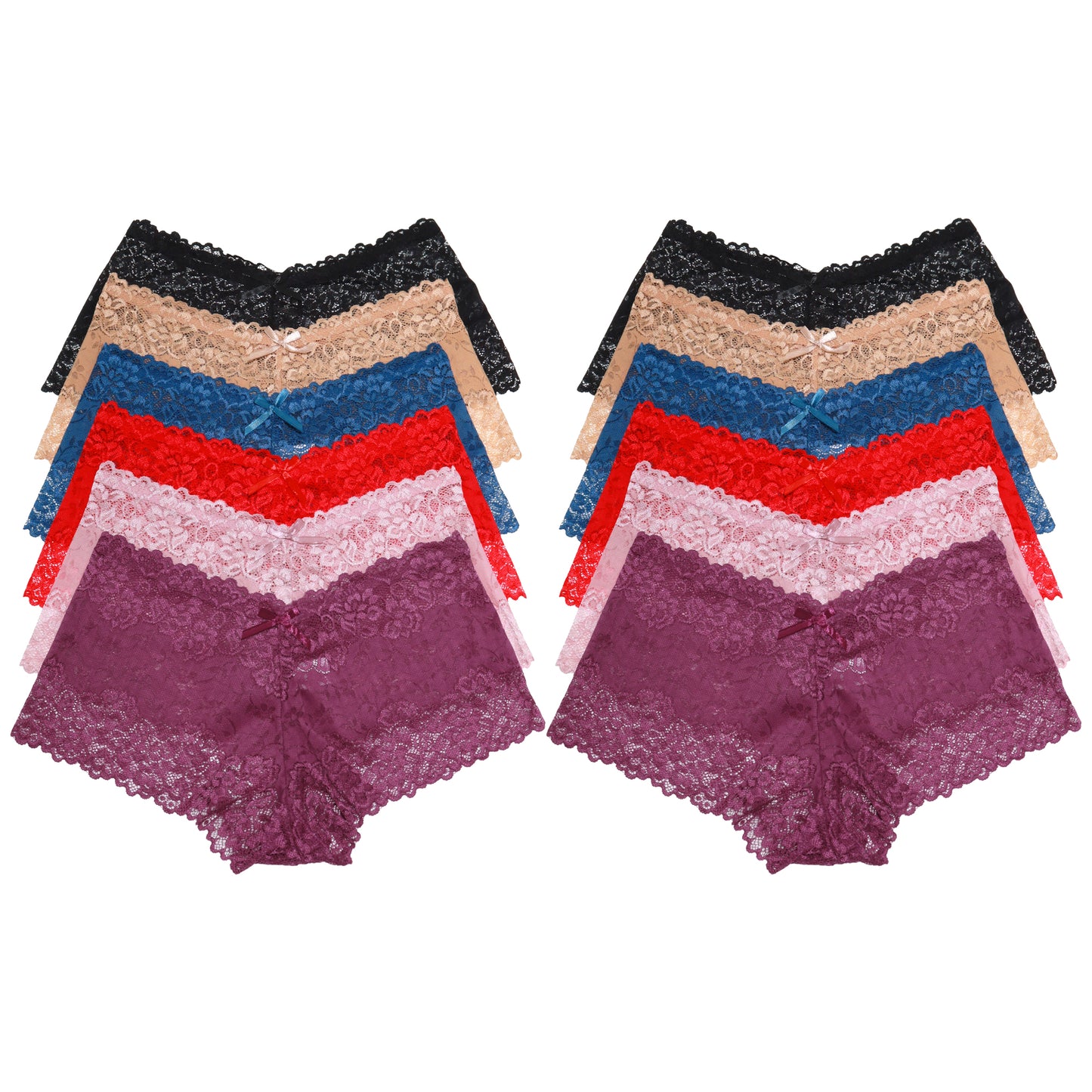 Cheeky Floral Lace Boxer Panties (12-Pack), #B999P