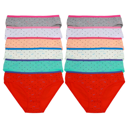 Angelina Cotton High Cut Bikini Panties with Polka Dot Print (12-Pack), #G6829