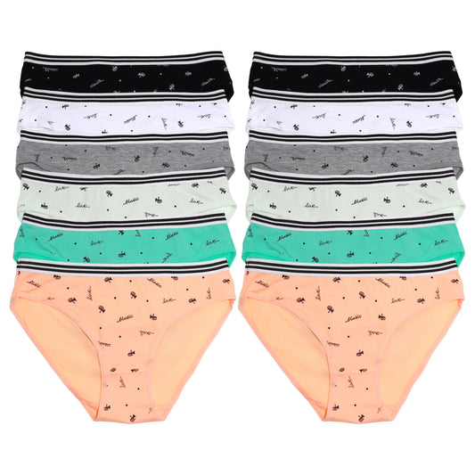 Angelina Cotton Bikini Panties with Music Print Design (12-Pack), #G6830