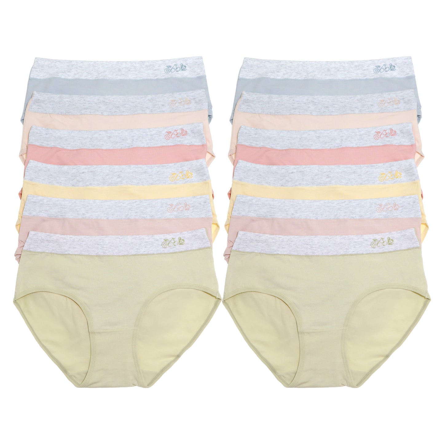 Angelina Cotton Mid-Rise Brief Panties with Hip Detail (12-Pack), #G6853