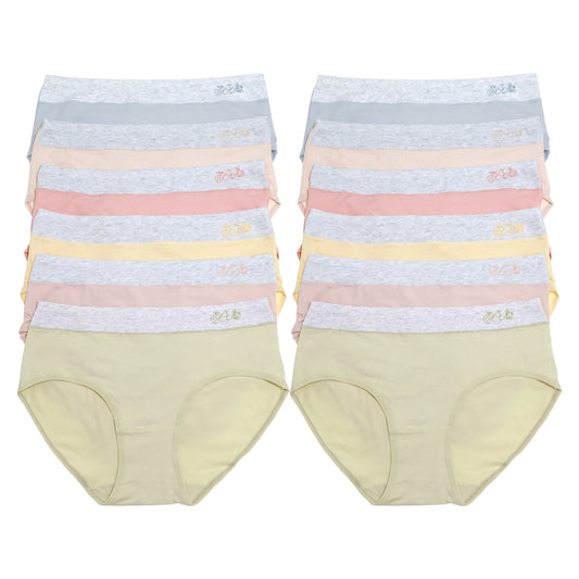 Angelina Cotton Mid-Rise Brief Panties with Hip Detail (12-Pack), #G6853