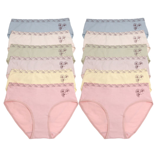 Angelina Cotton Hiphugger Panties with Flower Detail (12-Pack), #G6854