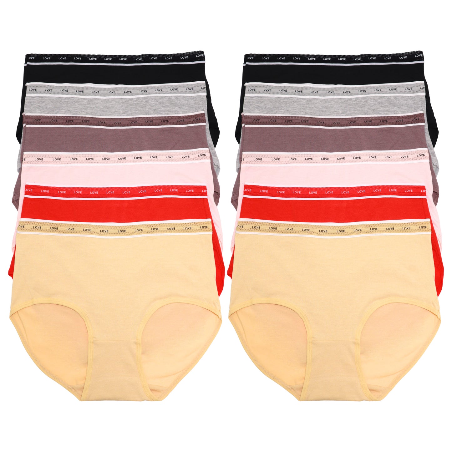 Cotton Mid-Rise Brief Panties with Mesh Waistband (12-Pack)