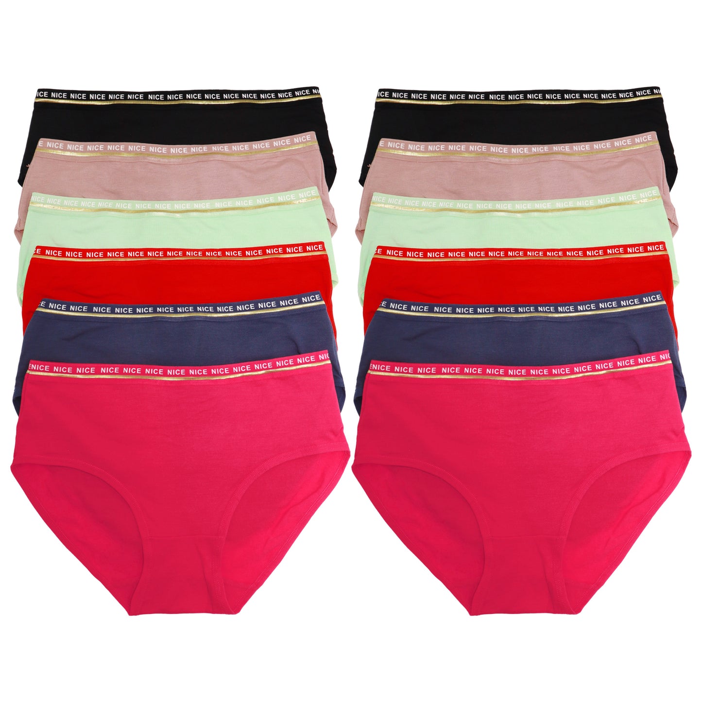 Cotton Hiphugger Panties with Elastic Waistband (12-Pack)