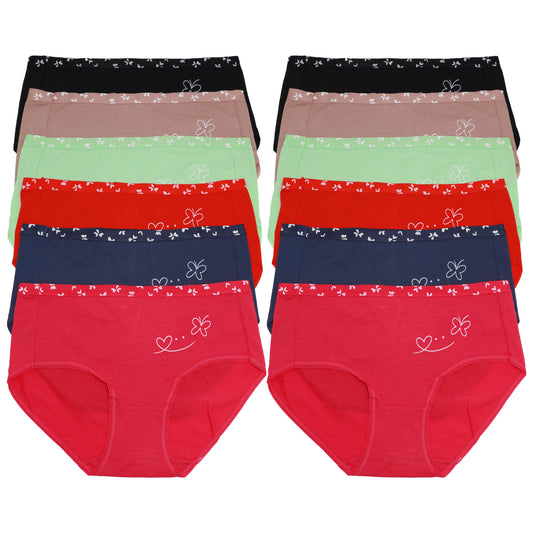 Angelina Cotton Mid-Rise Brief Panties with Butterfly Detail (12-Pack), #G6868