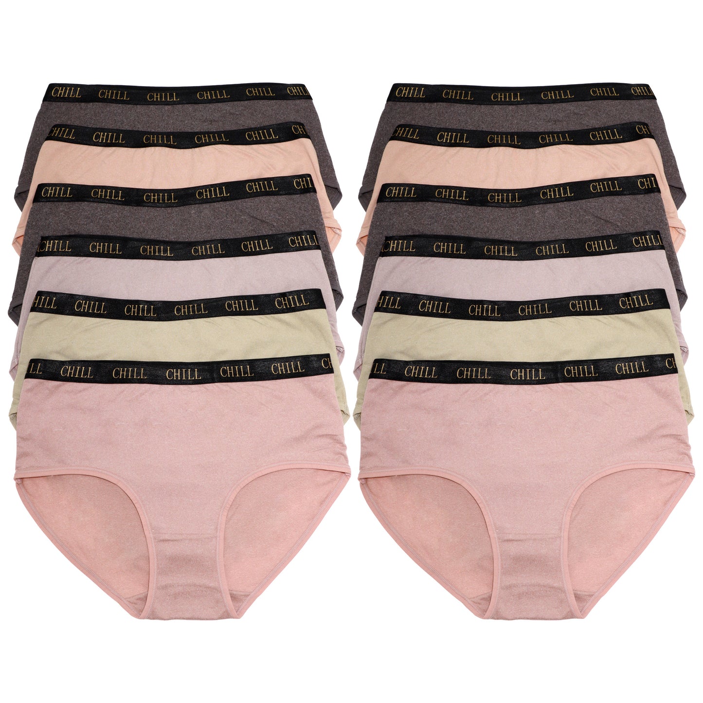 Angelina Microfiber Mid-Rise Brief Panties with CHILL Elastic Waistband (12-Pack), #G6890