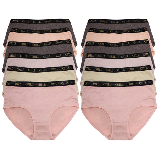 Angelina Microfiber Mid-Rise Brief Panties with CHILL Elastic Waistband (12-Pack), #G6890