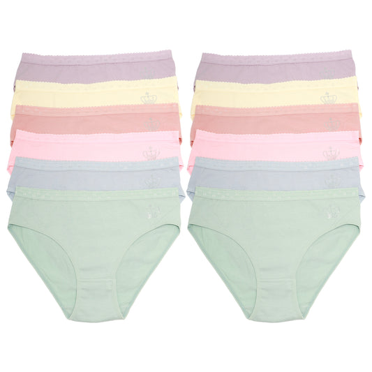 Angelina Cotton Bikini Panties with Scalloped Waistband (12-Pack), #G6902