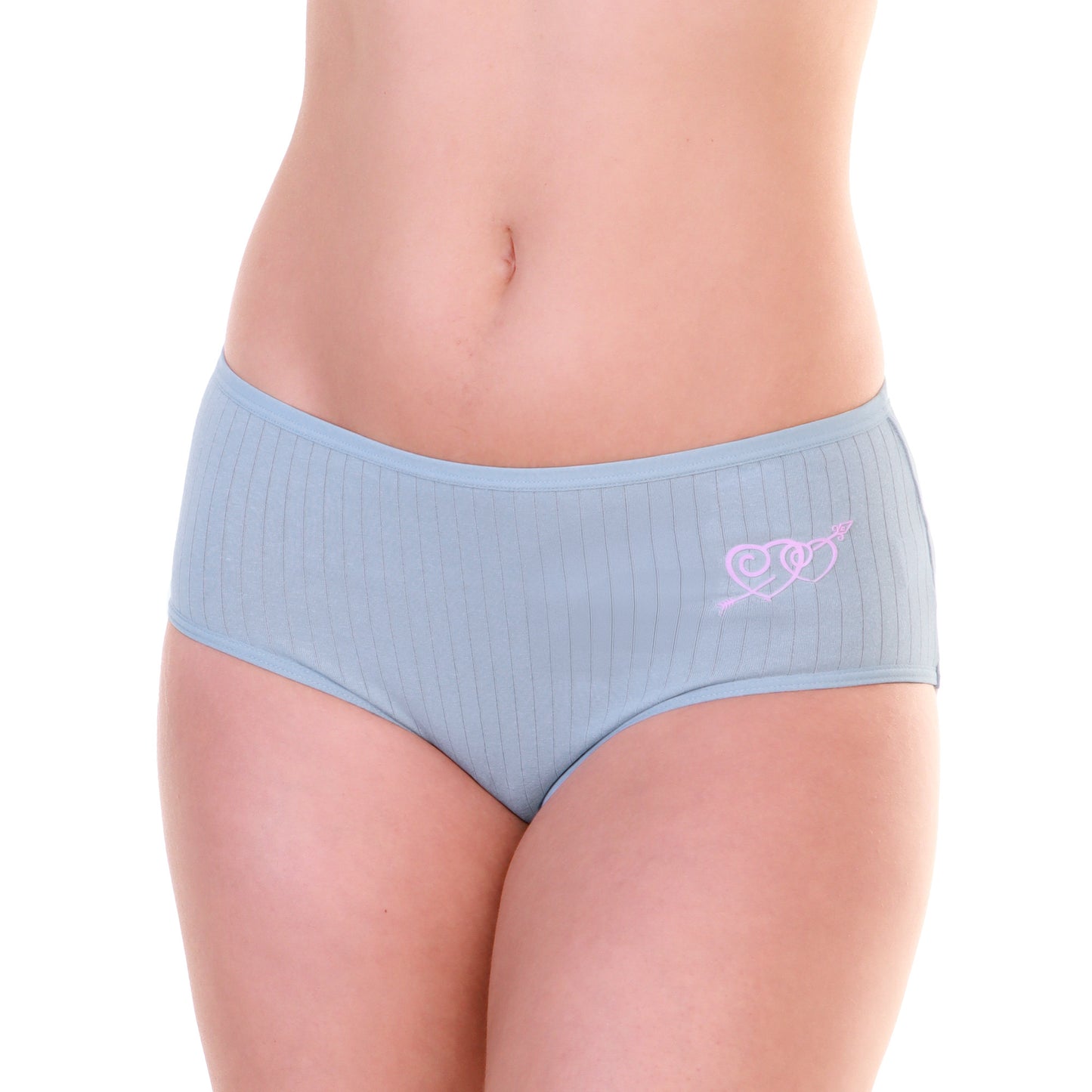 Angelina Cotton Mid Rise Panties with Ribbed Design (12-Pack), #G6924