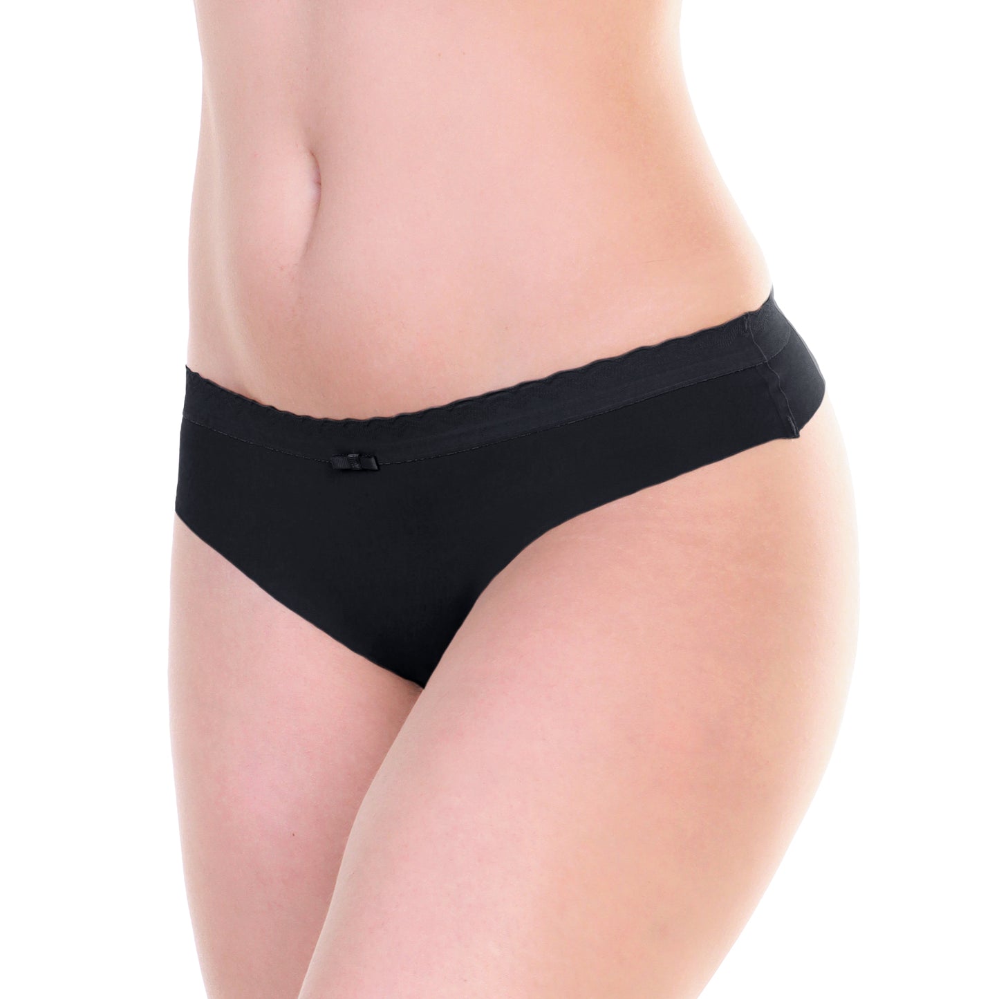 Angelina Nylon Laser Cut Thong with Scalloped Waistband (12-Pack), #G6951