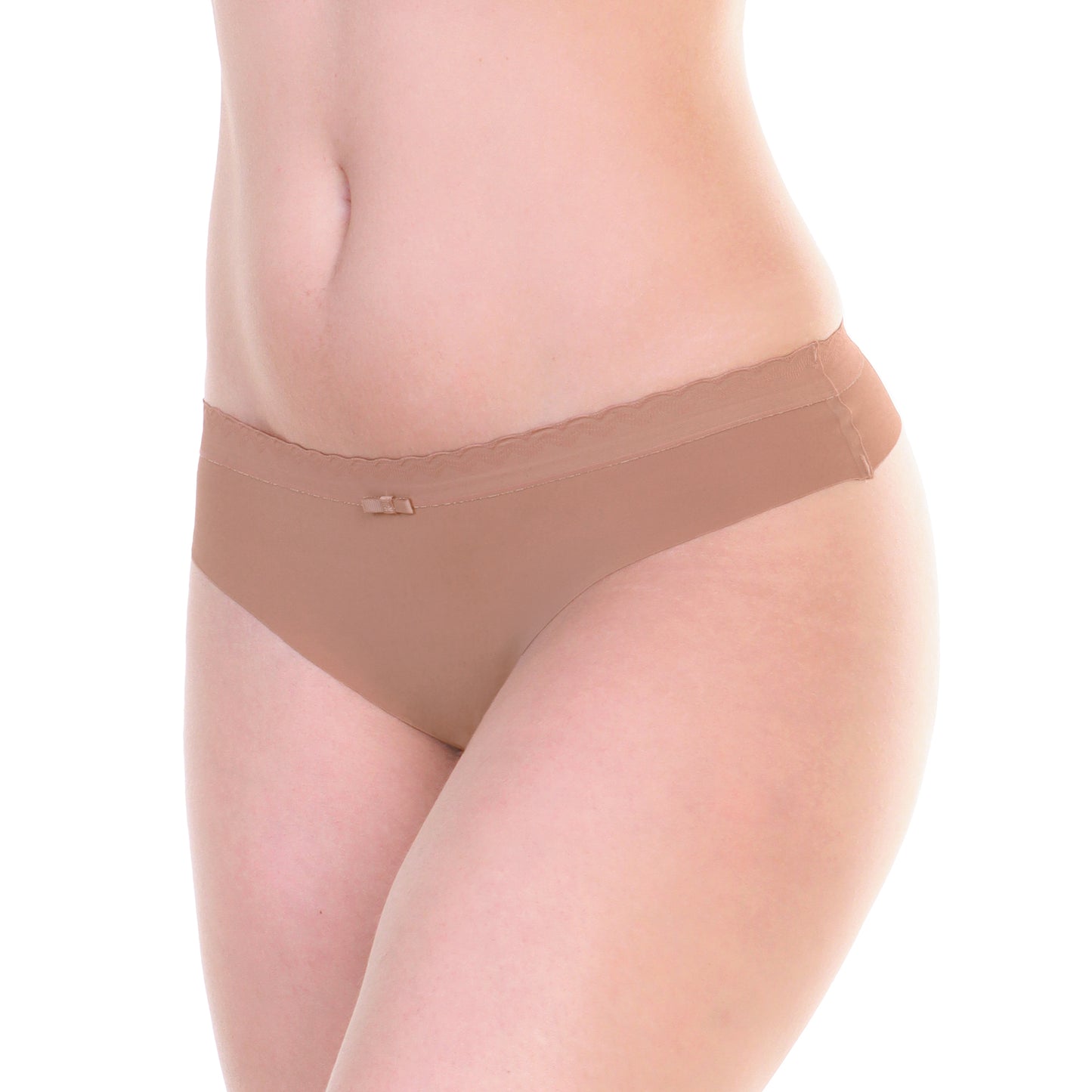 Angelina Nylon Laser Cut Thong with Scalloped Waistband (12-Pack), #G6951