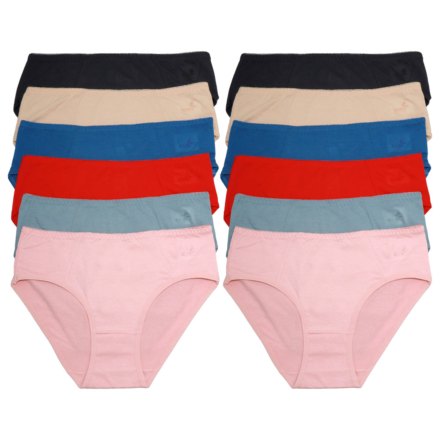 Cotton Bikini Panties with Rose Detail (12-Pack), #G6959