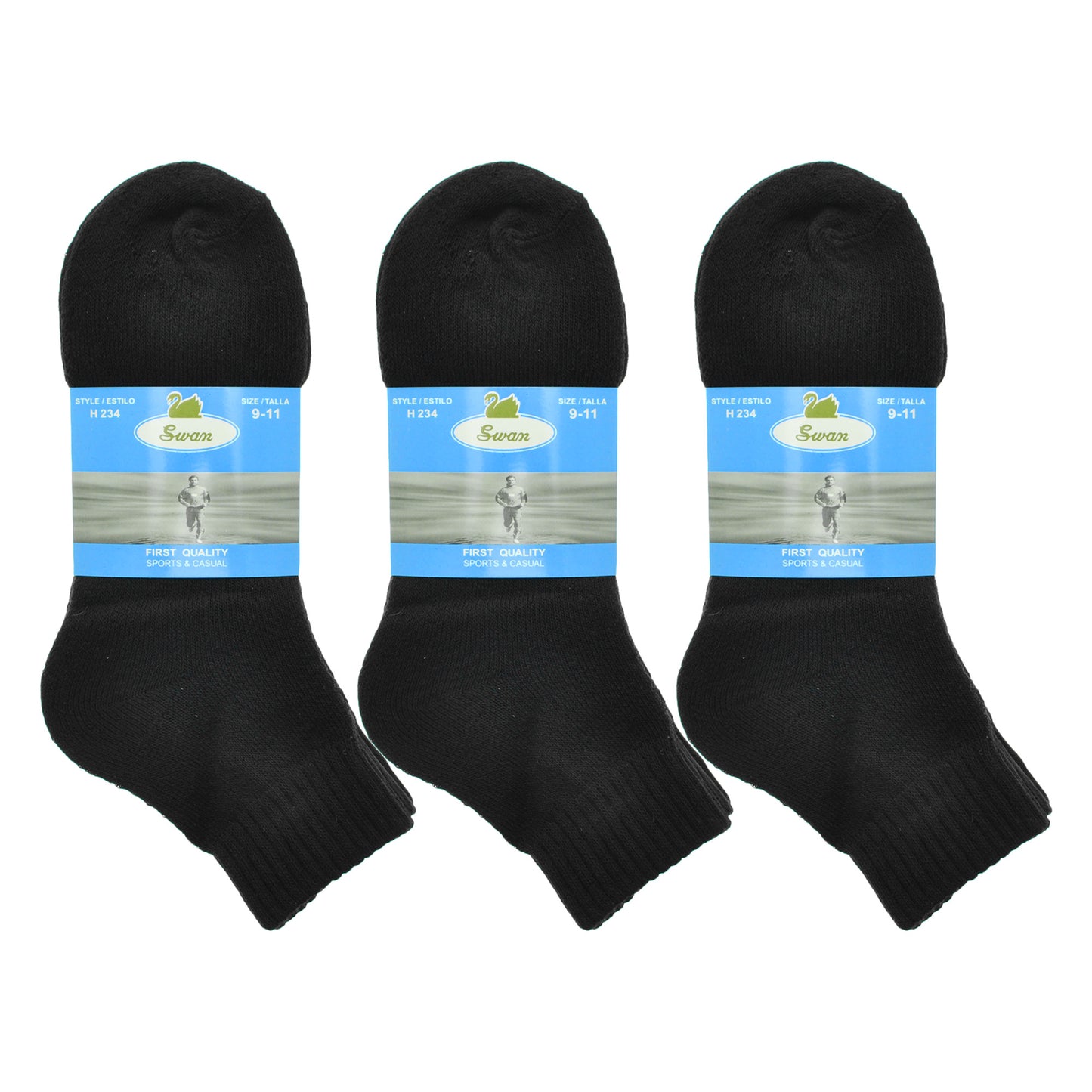 Swan Unisex Athletic Quarter Socks (12-Pairs), #H234