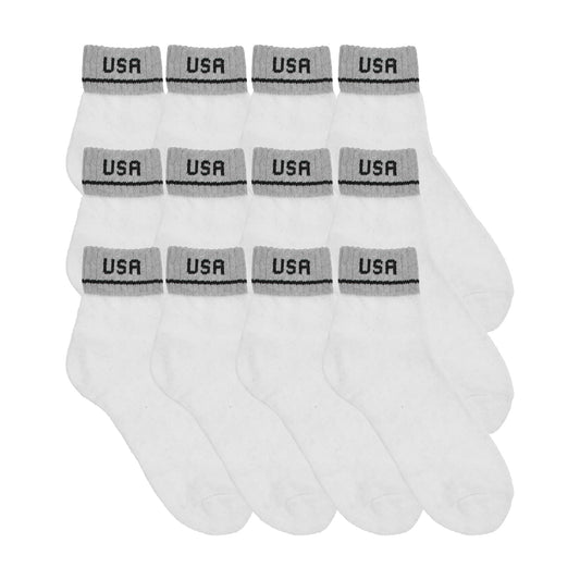 Swan Unisex Quarter Socks with USA Logo (12-Pairs), #H960