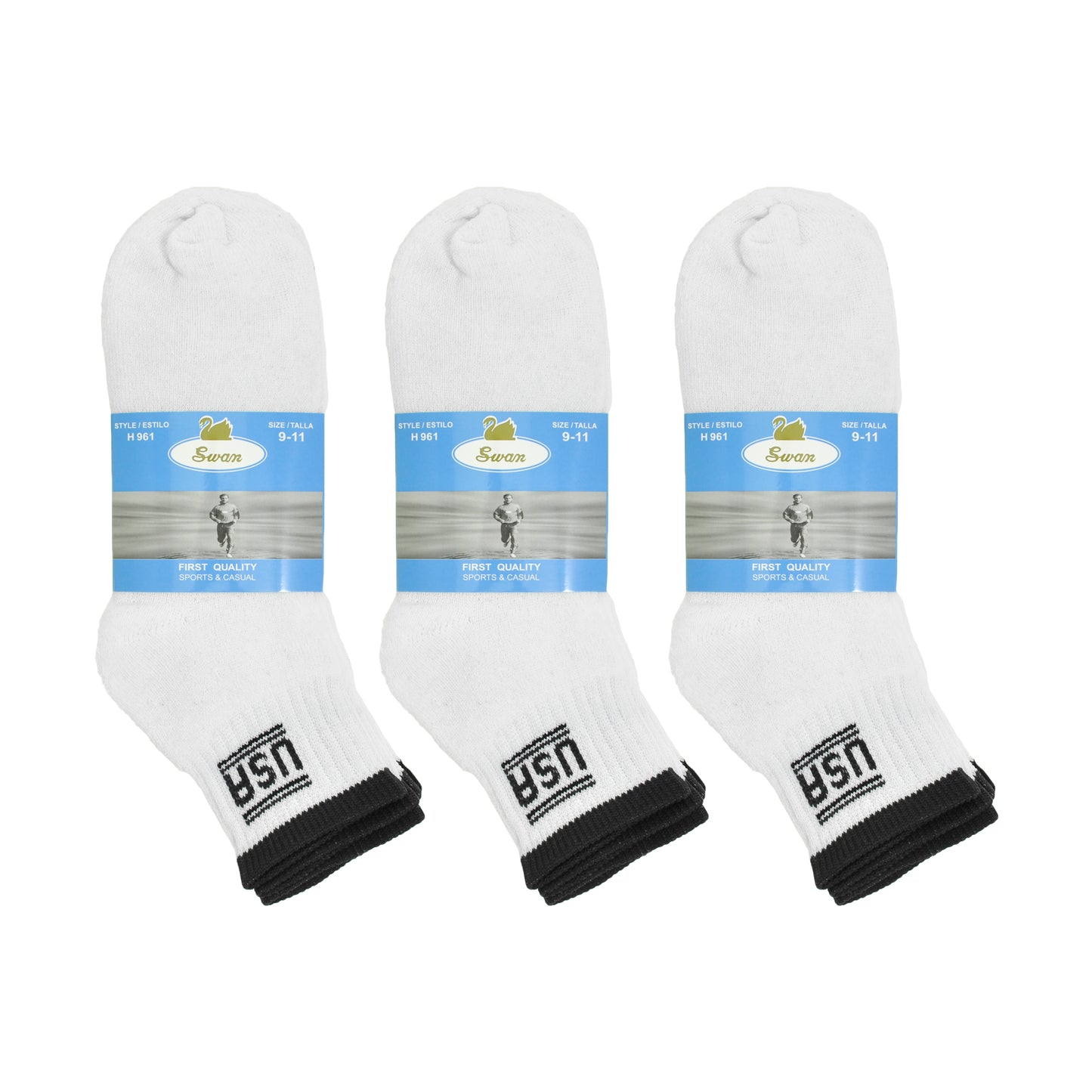 Swan Unisex USA Socks (12-Pairs), #H961