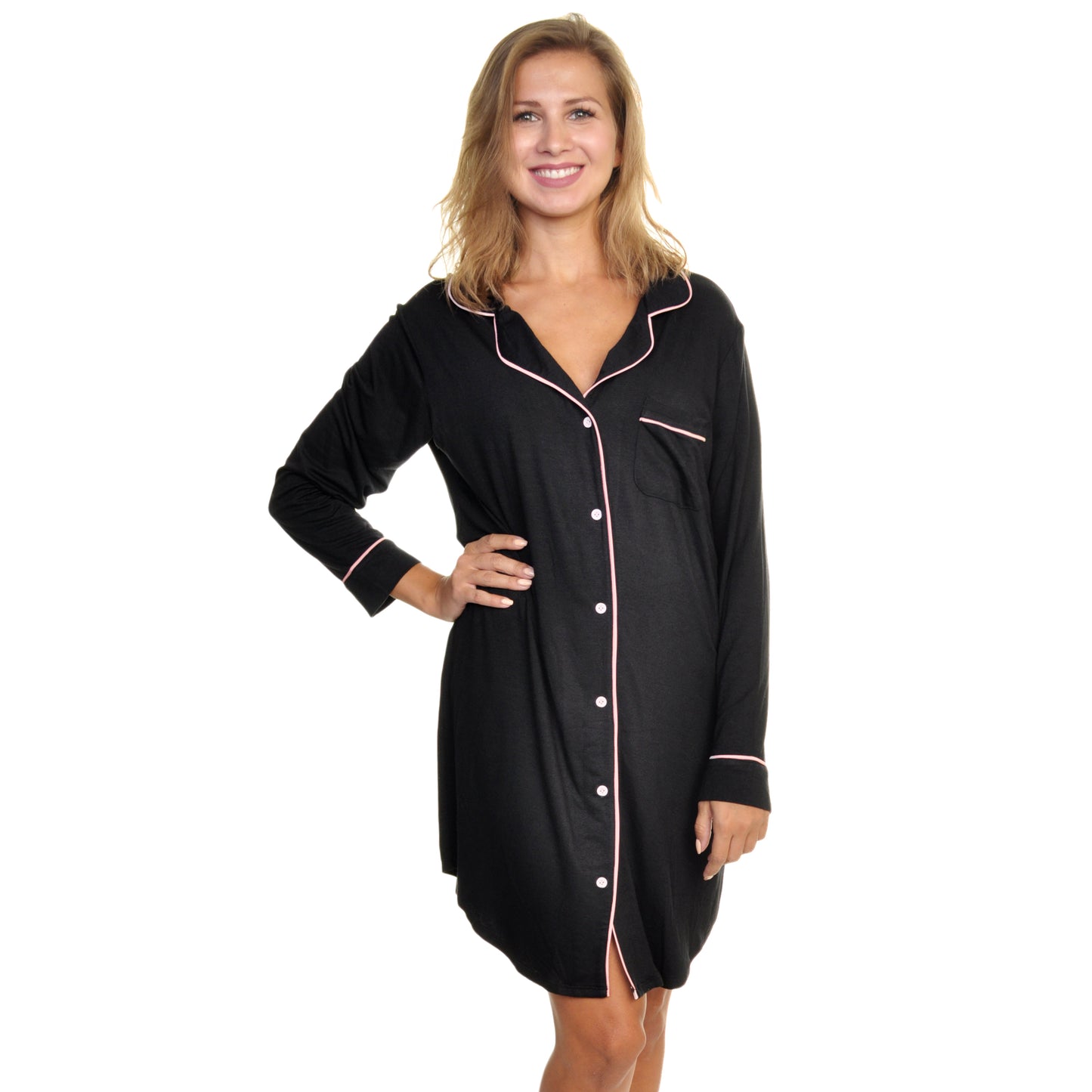 Modal Button Down Sleep Shirt Dress Pajama (1-Pack)
