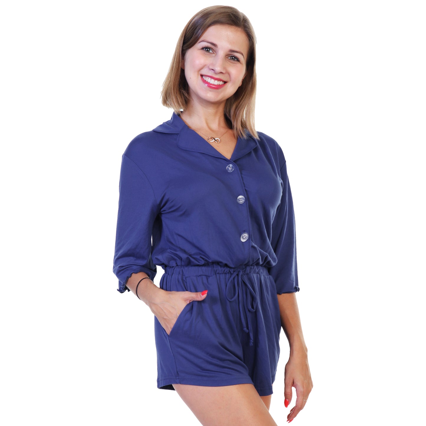 Brushed Microfiber Short or Quarter Sleeves Shorts Romper Loungewear Pajamas (1-Pack)