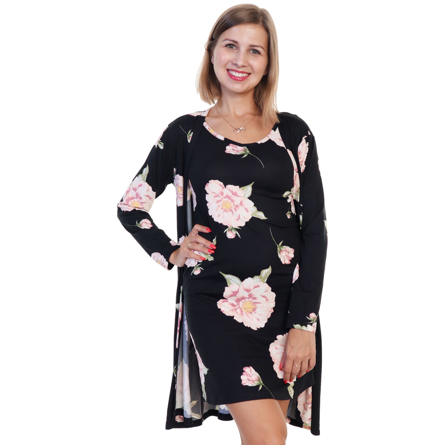 Brushed Microfiber Nightgown and Cardigan Lounge Wear Set (Sold Separately )