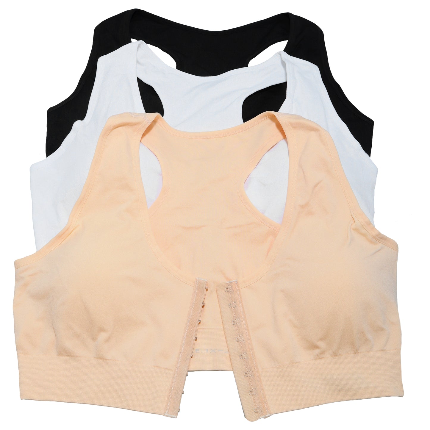 Seamless Extended Size Bra with Hook-and-Eye Front Closure (3-Pack), #SE940