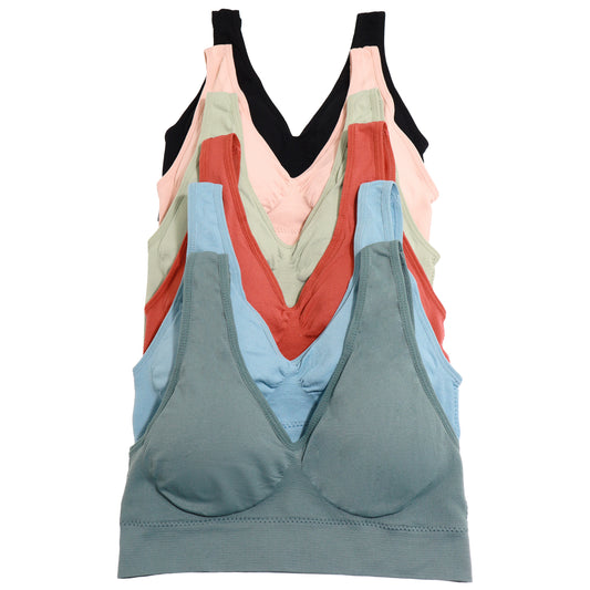 Angelina Seamless Wire-Free U-Back Microfiber Bralettes (6 Pack), #SE972