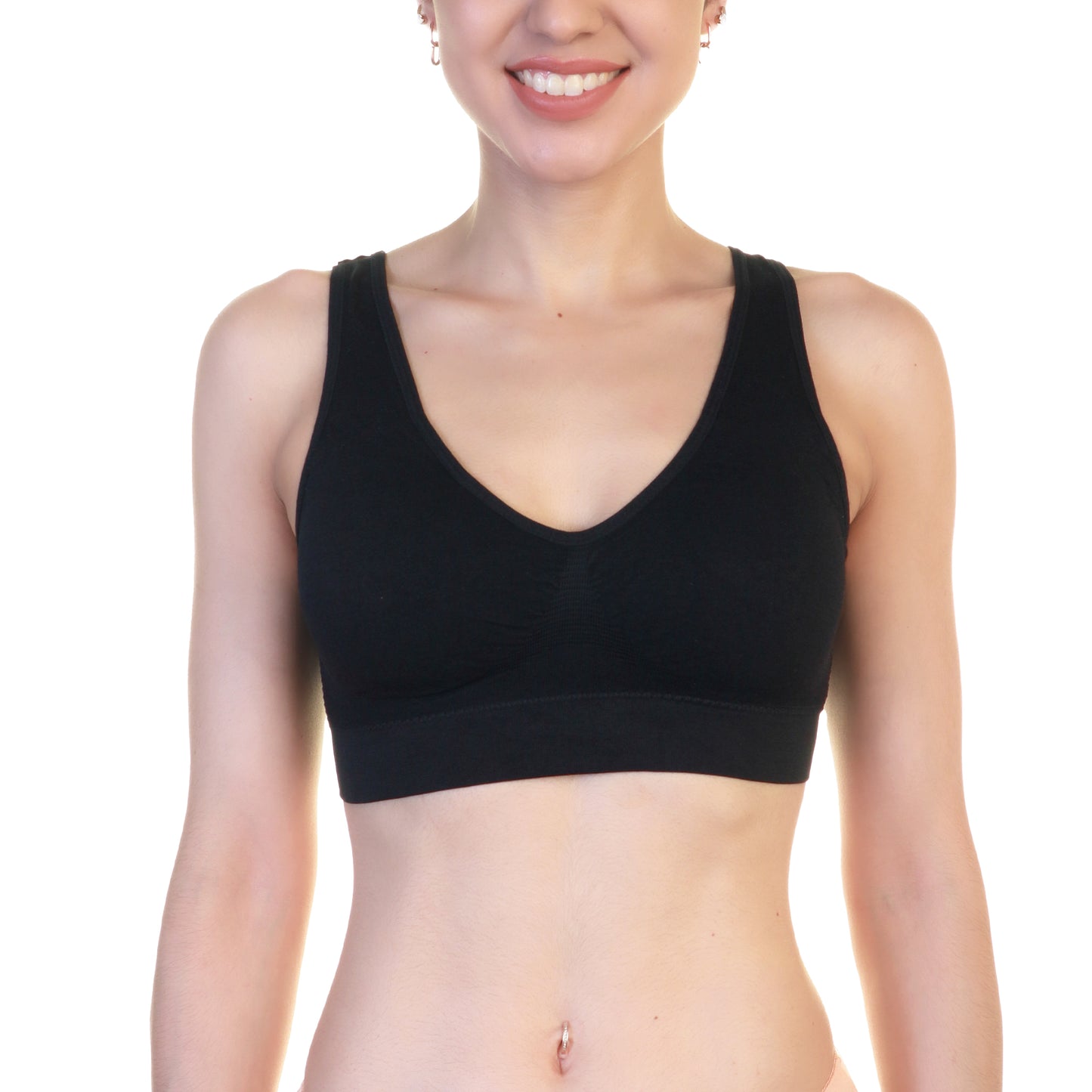 Angelina Wire-Free Seamless U-Back Bralettes with Adjustable Closure (6-Pack), #SE985