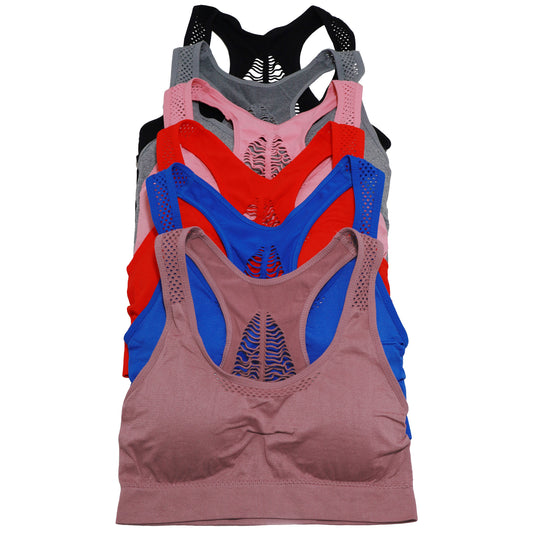 Angelina Seamless Racerback Bra with Cutouts (6-Pack), #SE988