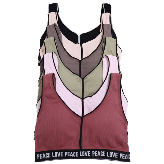 Angelina Seamless Wire-free Bralette with Love Peace Print (6-Pack), #SE992