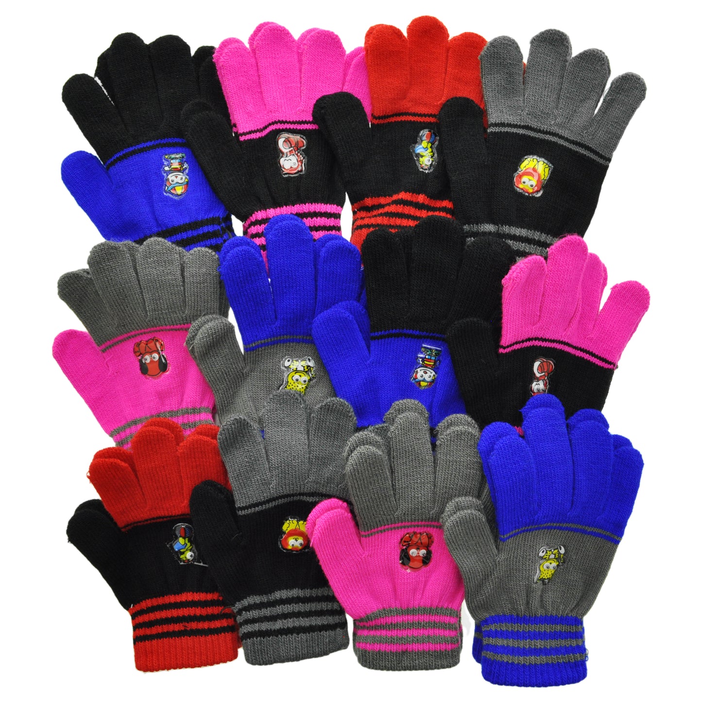 Angelina Kid's Magic Gloves with Character Appliques (12-Pairs), #WG3173