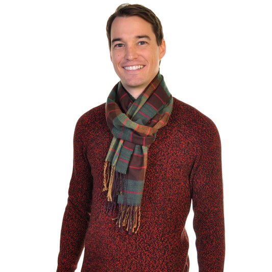 Angelina Unisex Tartan Plaid Scarves with Fringe (12-Pack), #WN0810