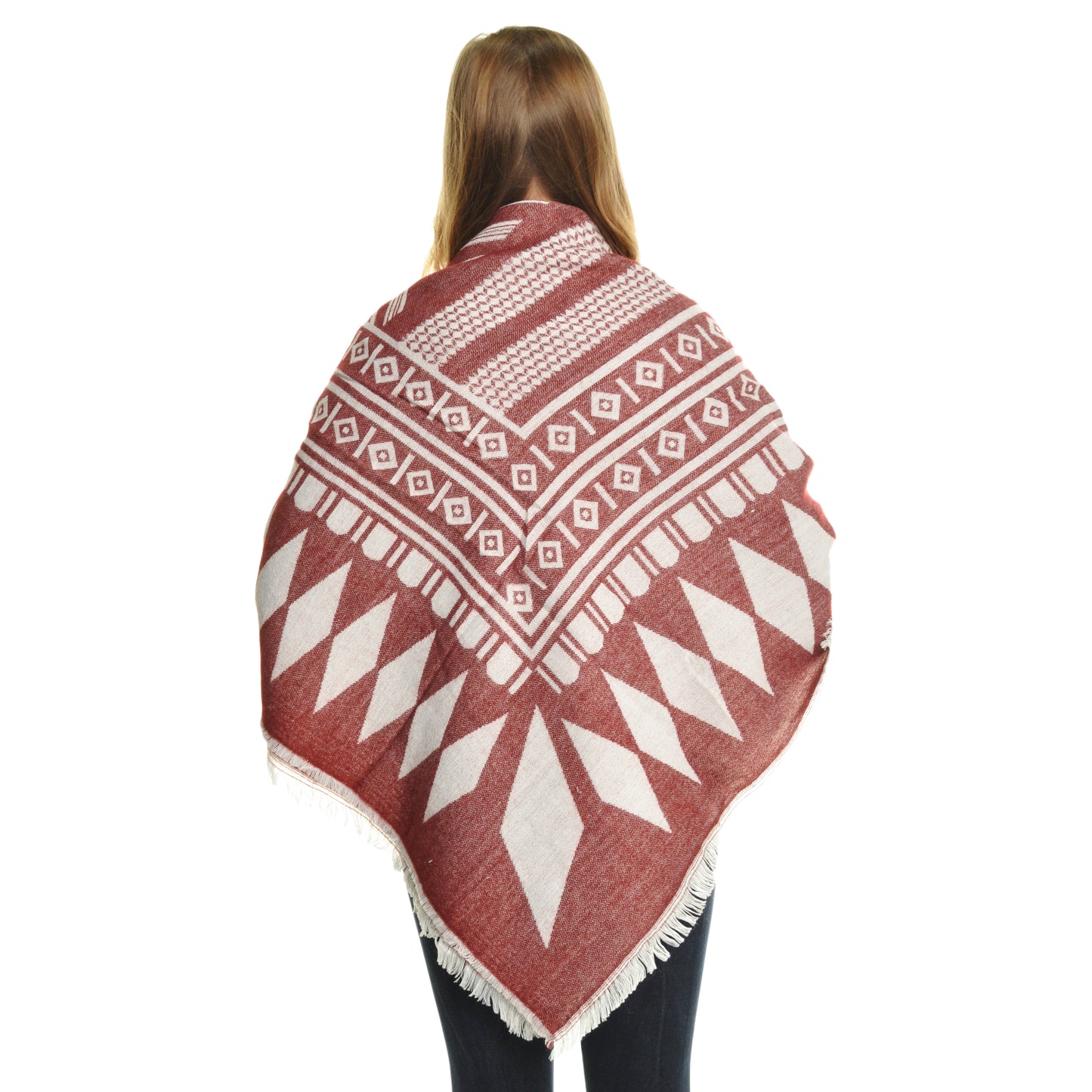 Angelina Tribal Print Blanket Scarf with Fringe Edge (1-Pack), #WN1062