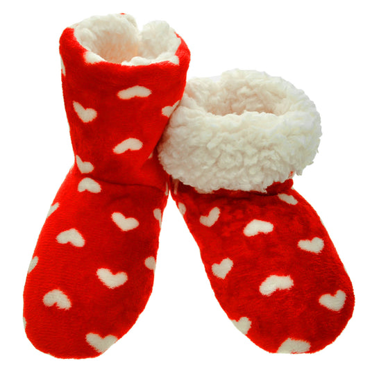 Angelina Fleece-Lined Plush Indoor Boots with Padded Rubber Sole (6-Pairs), #WF1186
