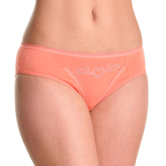 Angelina Cotton Lace Trimmed Rhinestone Decorated Bikini Panties (12-Pack), #G1296