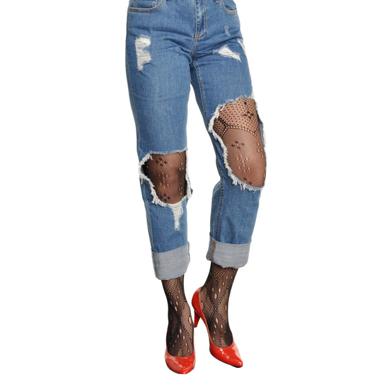 Angelina Black Patterned Fishnet Mesh Pantyhose (6-Pack), #5260