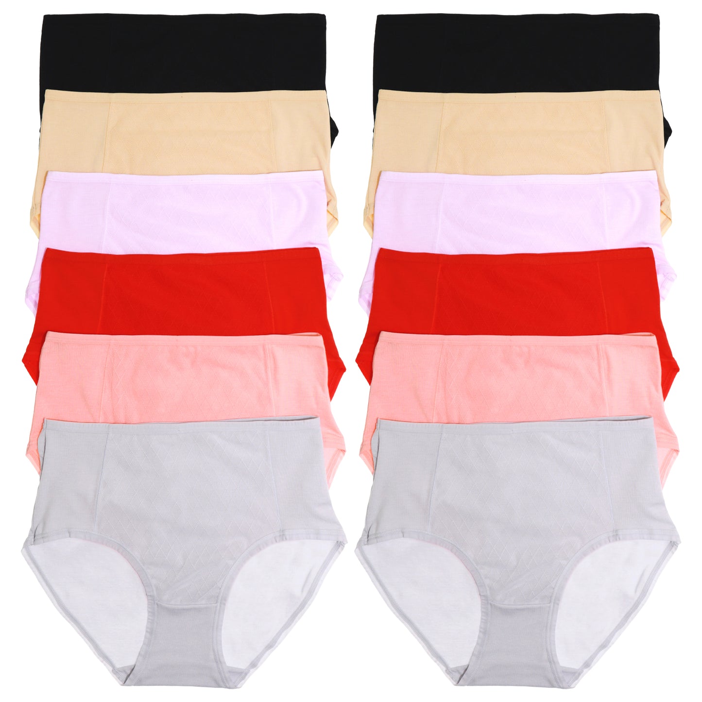 Angelina Cotton Hiphugger Panties with Mesh Front Layer (12-Pack), #G6743