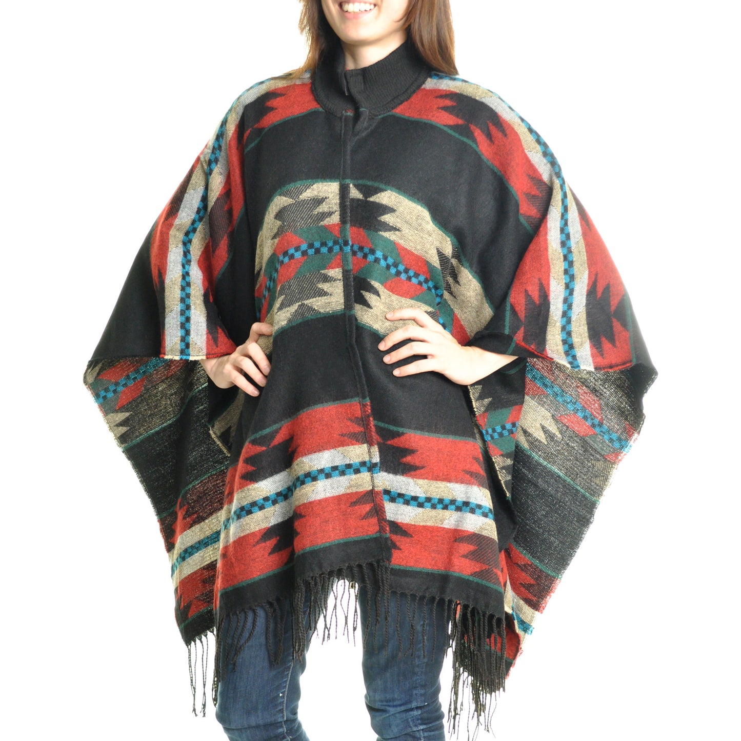 Angelina Soft Woven Southwestern Print Fringe Blanket Ponchos (12-Pack), #WINTER_BLANKET_PON