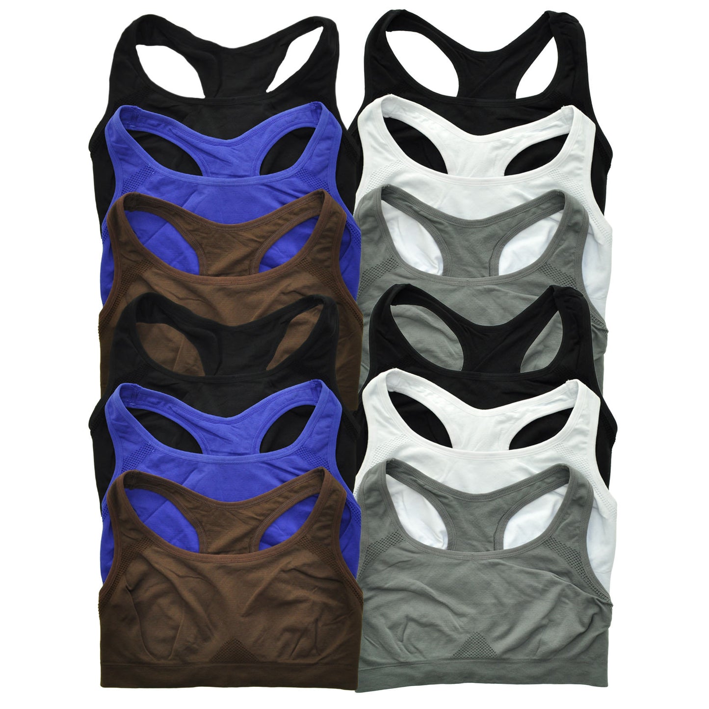 Angelina Seamless Double Layer Racerback Sports Bras (12-Pack), #SE2001